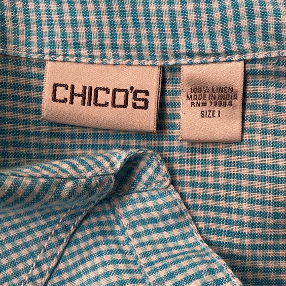 Chico’s Blue & White 100% Linen Shirt - Picture 2 of 5